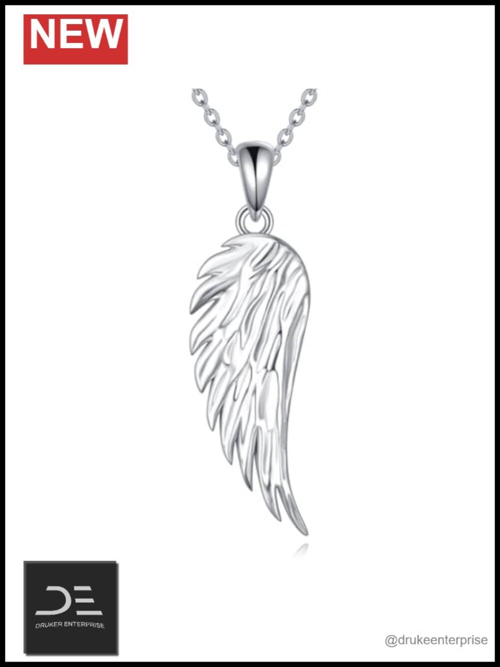 925 Sterling Silver Guardian Angel Wing Pendant Necklace